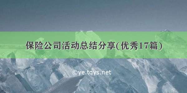 保险公司活动总结分享(优秀17篇)