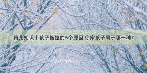 育儿知识｜孩子拖拉的5个原因 你家孩子属于哪一种？