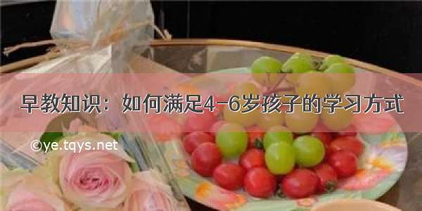 早教知识：如何满足4-6岁孩子的学习方式