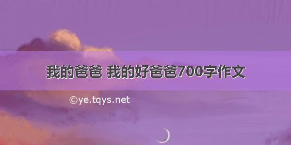 我的爸爸 我的好爸爸700字作文