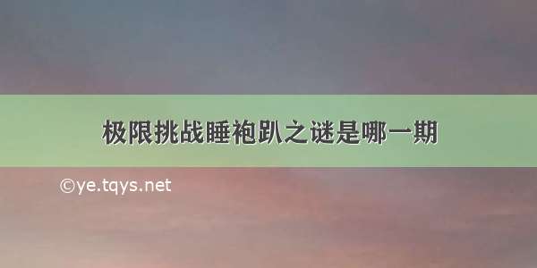 极限挑战睡袍趴之谜是哪一期