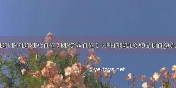 P问题 NP问题 NPC问题（NP完全问题） NPH问题和多项式时间复杂度