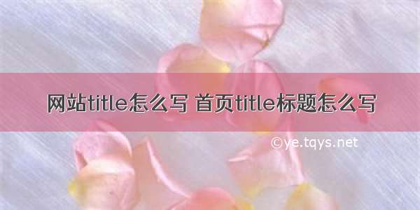 网站title怎么写 首页title标题怎么写