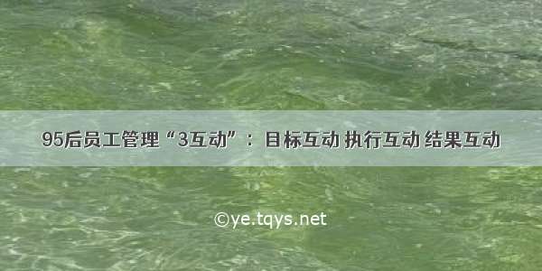 95后员工管理“3互动”：目标互动 执行互动 结果互动