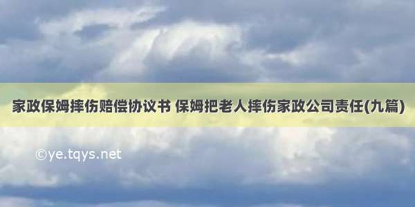 家政保姆摔伤赔偿协议书 保姆把老人摔伤家政公司责任(九篇)