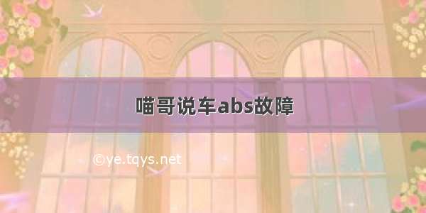 喵哥说车abs故障