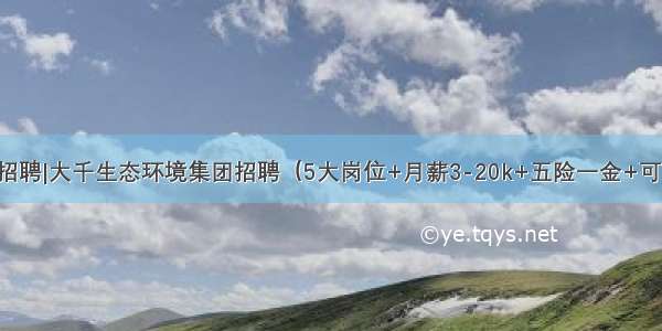 南京招聘|大千生态环境集团招聘（5大岗位+月薪3-20k+五险一金+可实习）