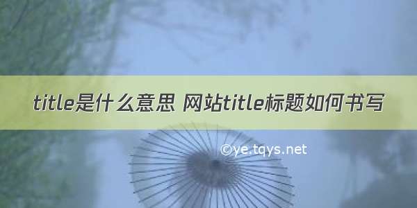 title是什么意思 网站title标题如何书写