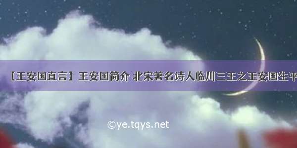 【王安国直言】王安国简介 北宋著名诗人临川三王之王安国生平