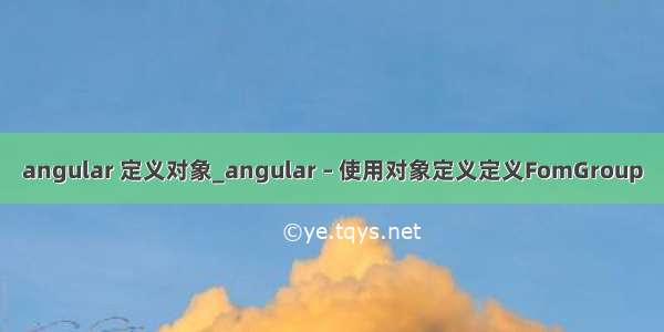 angular 定义对象_angular – 使用对象定义定义FomGroup