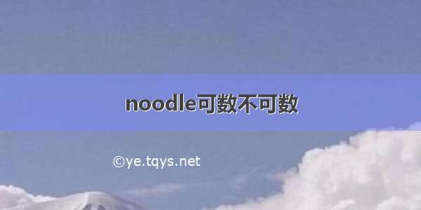 noodle可数不可数