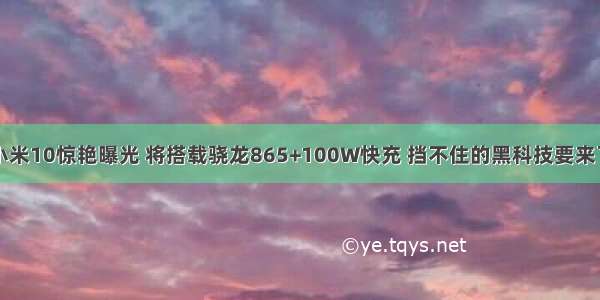 小米10惊艳曝光 将搭载骁龙865+100W快充 挡不住的黑科技要来了