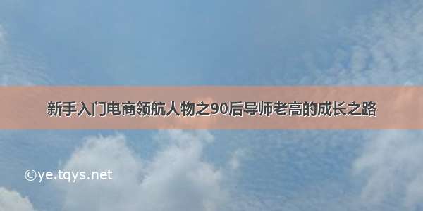 新手入门电商领航人物之90后导师老高的成长之路