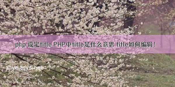 php 设定title PHP中title是什么意思 title如何编辑！