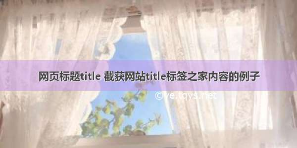 网页标题title 截获网站title标签之家内容的例子