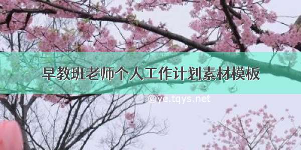 早教班老师个人工作计划素材模板