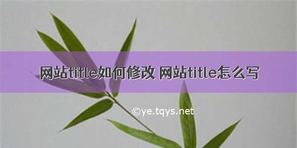 网站title如何修改 网站title怎么写