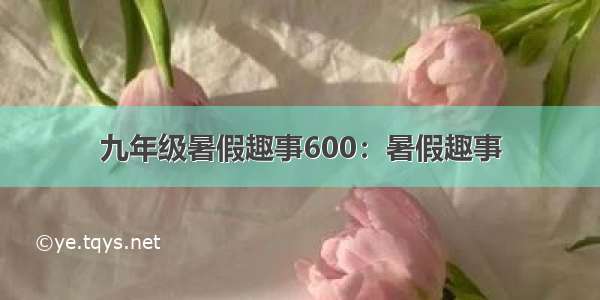 九年级暑假趣事600：暑假趣事