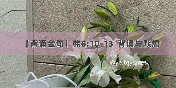 【背诵金句】弗6:10-13  背诵与默想