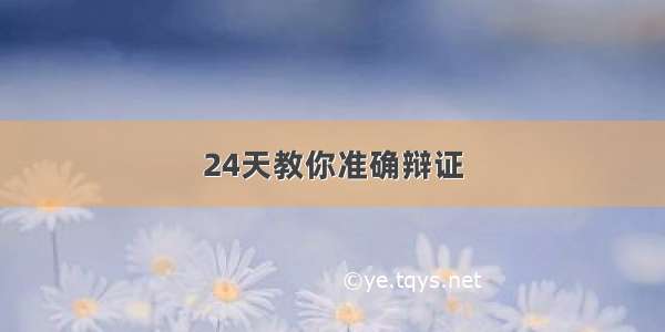 24天教你准确辩证