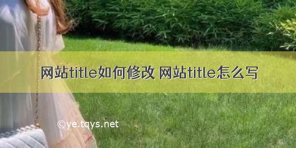 网站title如何修改 网站title怎么写