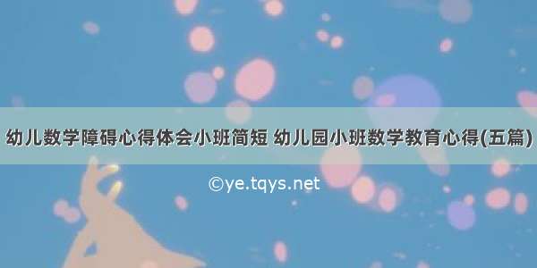 幼儿数学障碍心得体会小班简短 幼儿园小班数学教育心得(五篇)