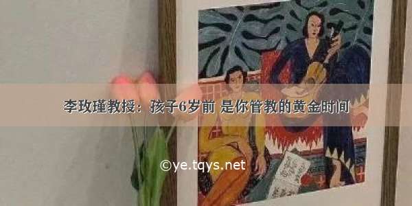 李玫瑾教授：孩子6岁前 是你管教的黄金时间