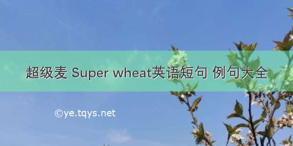 超级麦 Super wheat英语短句 例句大全