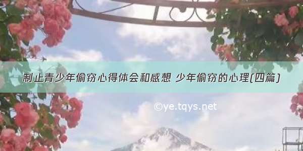 制止青少年偷窃心得体会和感想 少年偷窃的心理(四篇)