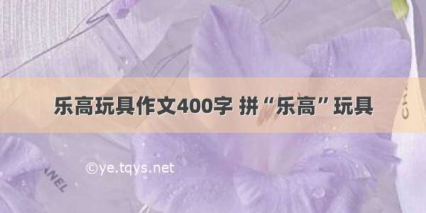 乐高玩具作文400字 拼“乐高”玩具