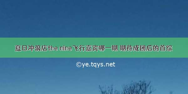 夏日冲浪店the nine飞行嘉宾哪一期 期待成团后的首综