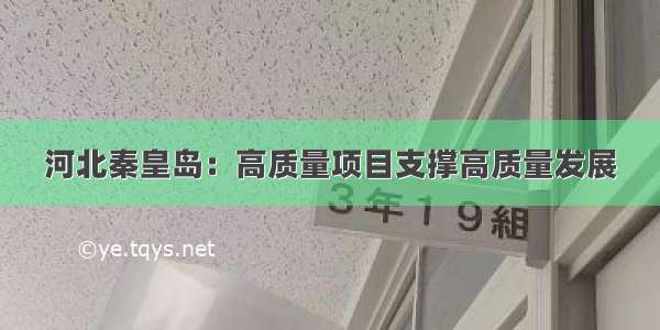 河北秦皇岛：高质量项目支撑高质量发展