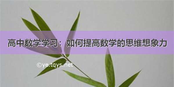 高中数学学习：如何提高数学的思维想象力