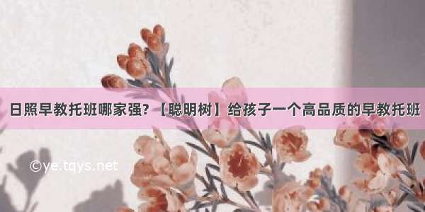 日照早教托班哪家强? 【聪明树】给孩子一个高品质的早教托班