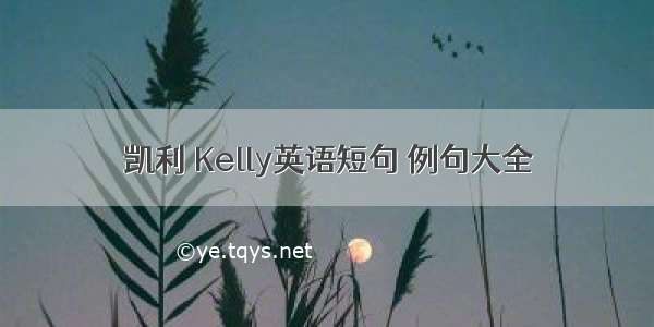 凯利 Kelly英语短句 例句大全