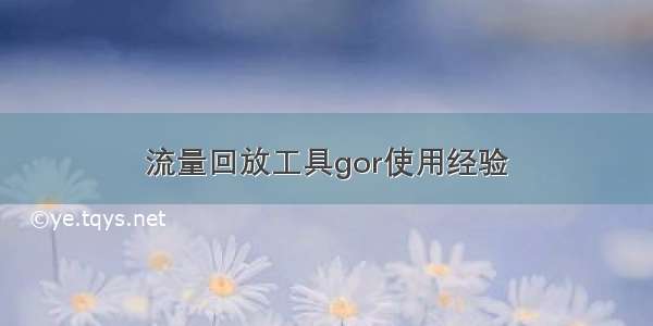 流量回放工具gor使用经验