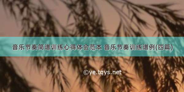 音乐节奏简谱训练心得体会范本 音乐节奏训练谱例(四篇)