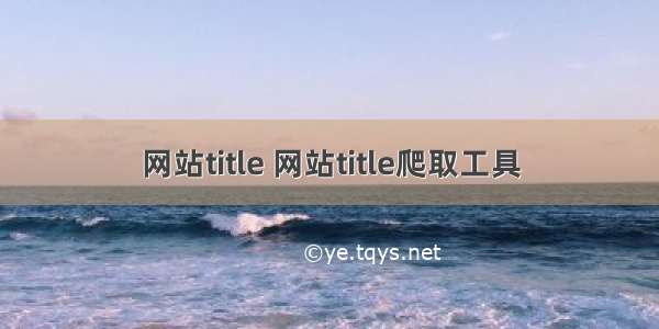 网站title 网站title爬取工具