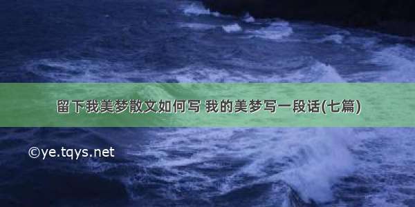 留下我美梦散文如何写 我的美梦写一段话(七篇)