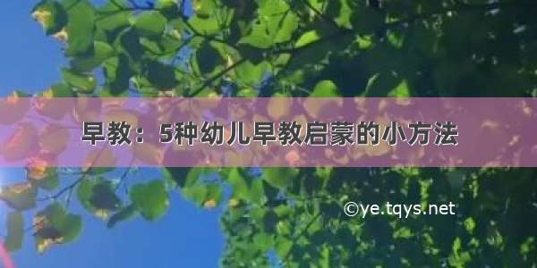 早教：5种幼儿早教启蒙的小方法