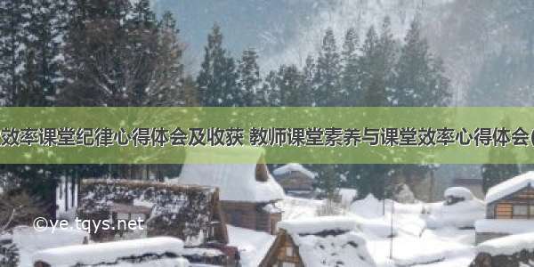 课堂效率课堂纪律心得体会及收获 教师课堂素养与课堂效率心得体会(2篇)