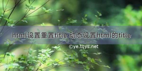 html设置重置title 动态设置html的title