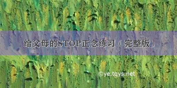 给父母的STOP正念练习（完整版）