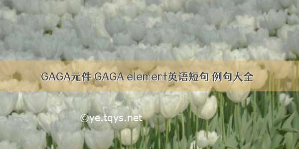 GAGA元件 GAGA element英语短句 例句大全