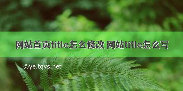 网站首页title怎么修改 网站title怎么写