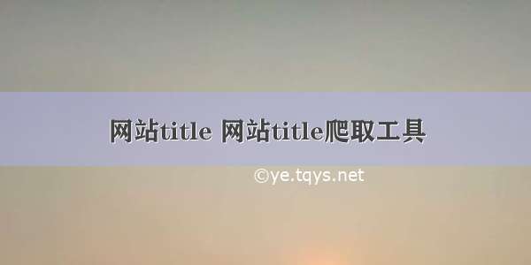 网站title 网站title爬取工具