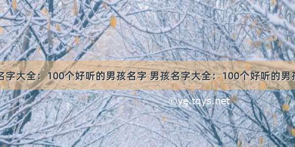 男孩名字大全：100个好听的男孩名字 男孩名字大全：100个好听的男孩名字