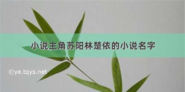 小说主角苏阳林楚依的小说名字