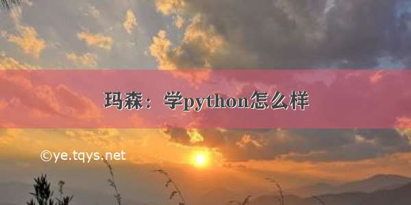 玛森：学python怎么样