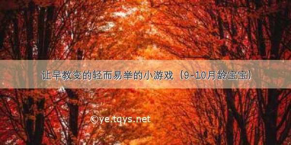 让早教变的轻而易举的小游戏（9-10月龄宝宝）